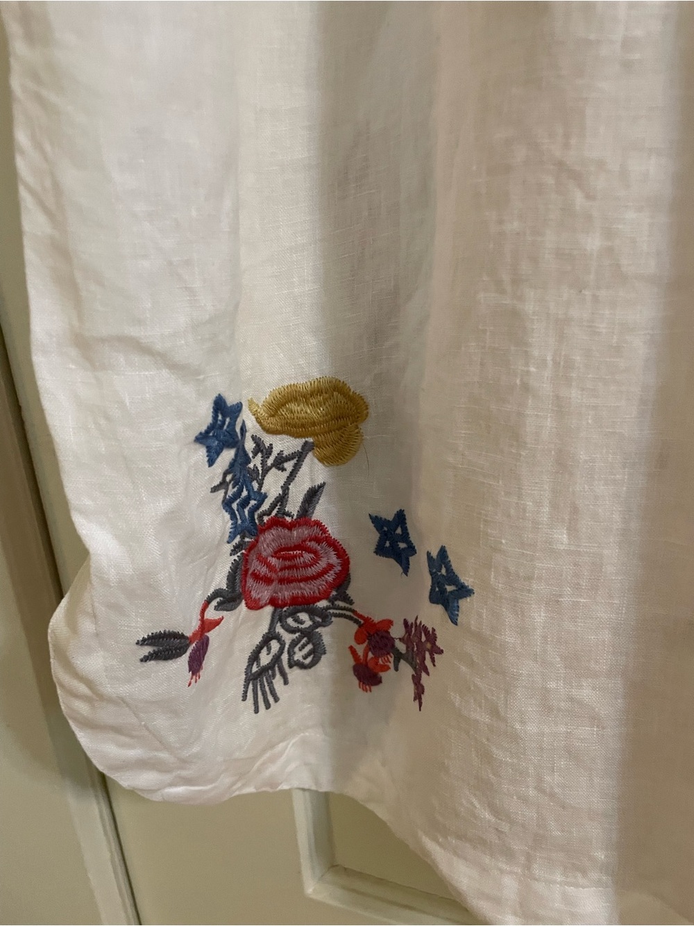 Johnny Was Ivory Label Top with Red Logo and Gold Stitching - Picture 7 of 8